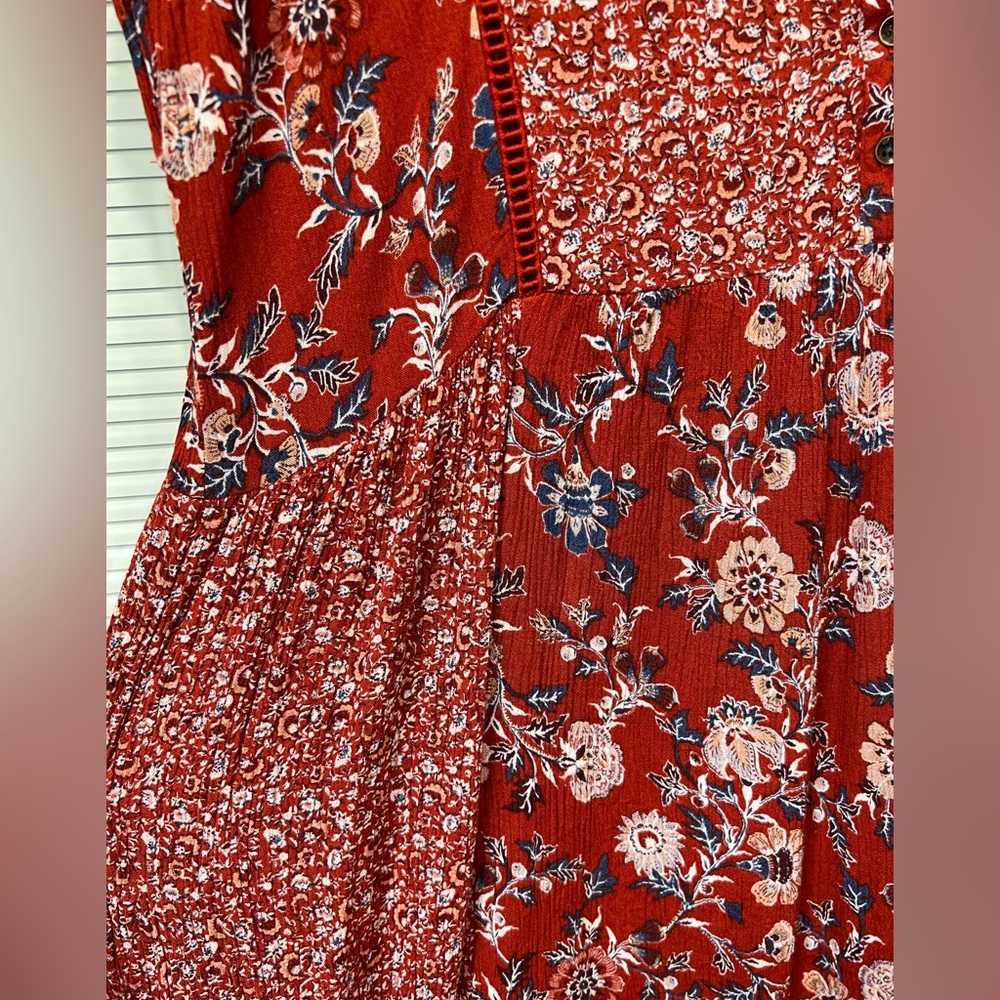 Knox Rose Boho Dress Fall Colors Burgundy Rust Colored - Picture 4 of 10